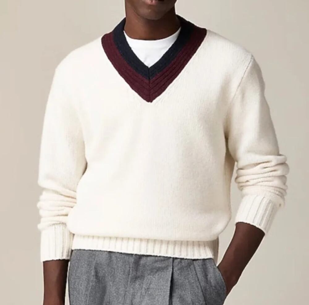 J.Crew Wool V-neck cricket sweater Men's Small CB646 tennis country club preppy